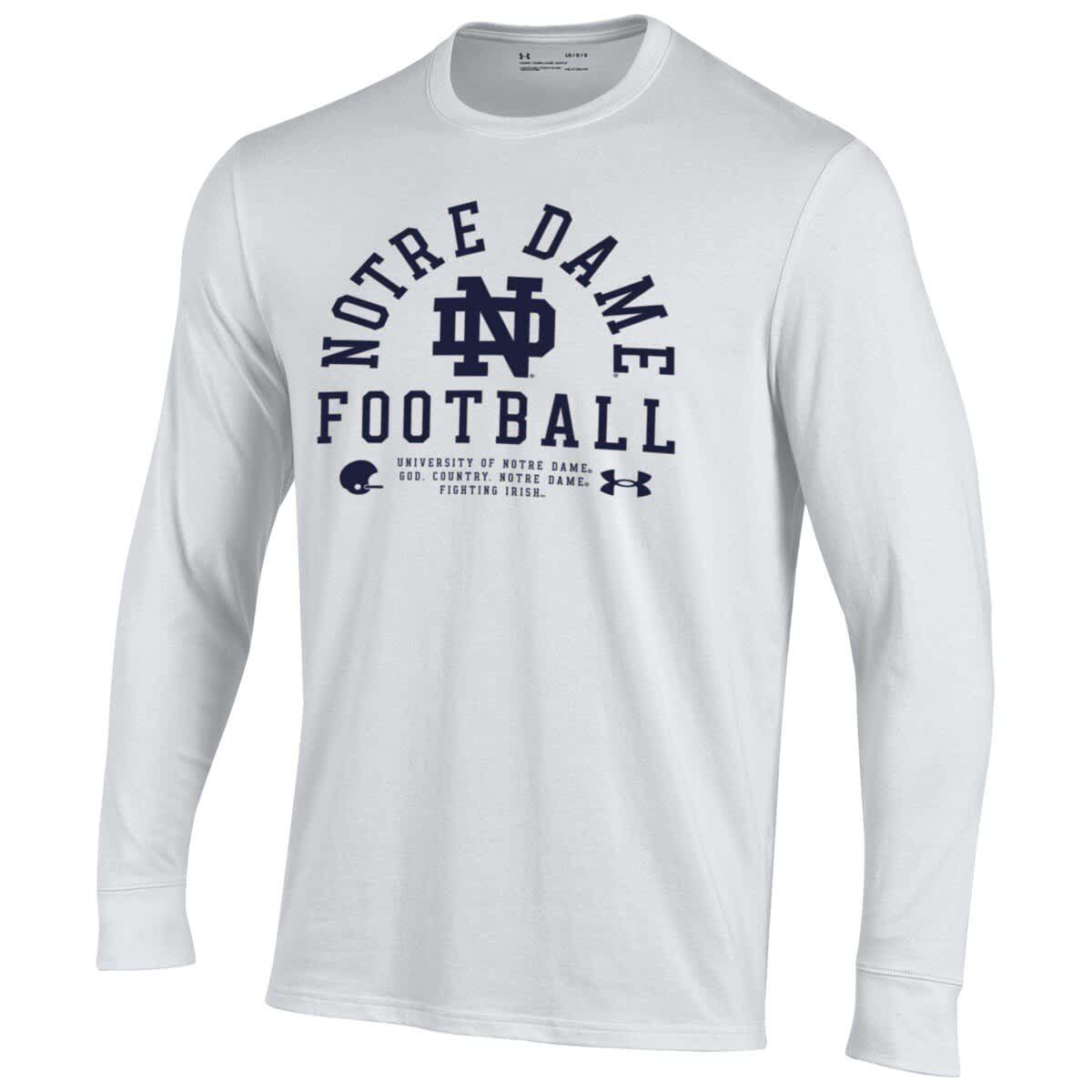 NCAA Under Armour Notre Dame Fighting Irish 2025 Sideline Football Performance Cotton Long Sleeve T-Shirt