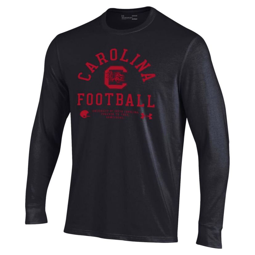 NCAA Under Armour South Carolina Gamecocks 2025 Sideline Football Performance Cotton Long Sleeve T-Shirt