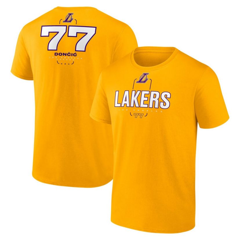 NBA Fanatics Luka Dončić Los Angeles Lakers Behind The Back Name & Number T-Shirt