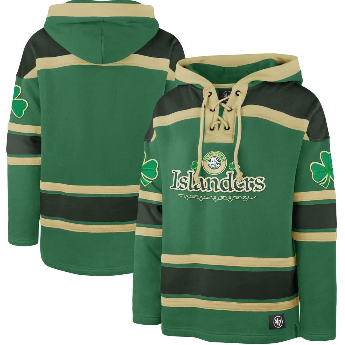 NHL Kelly New York Islanders St. Patricks Day McLucky Superior Lacer Pullover Hoodie