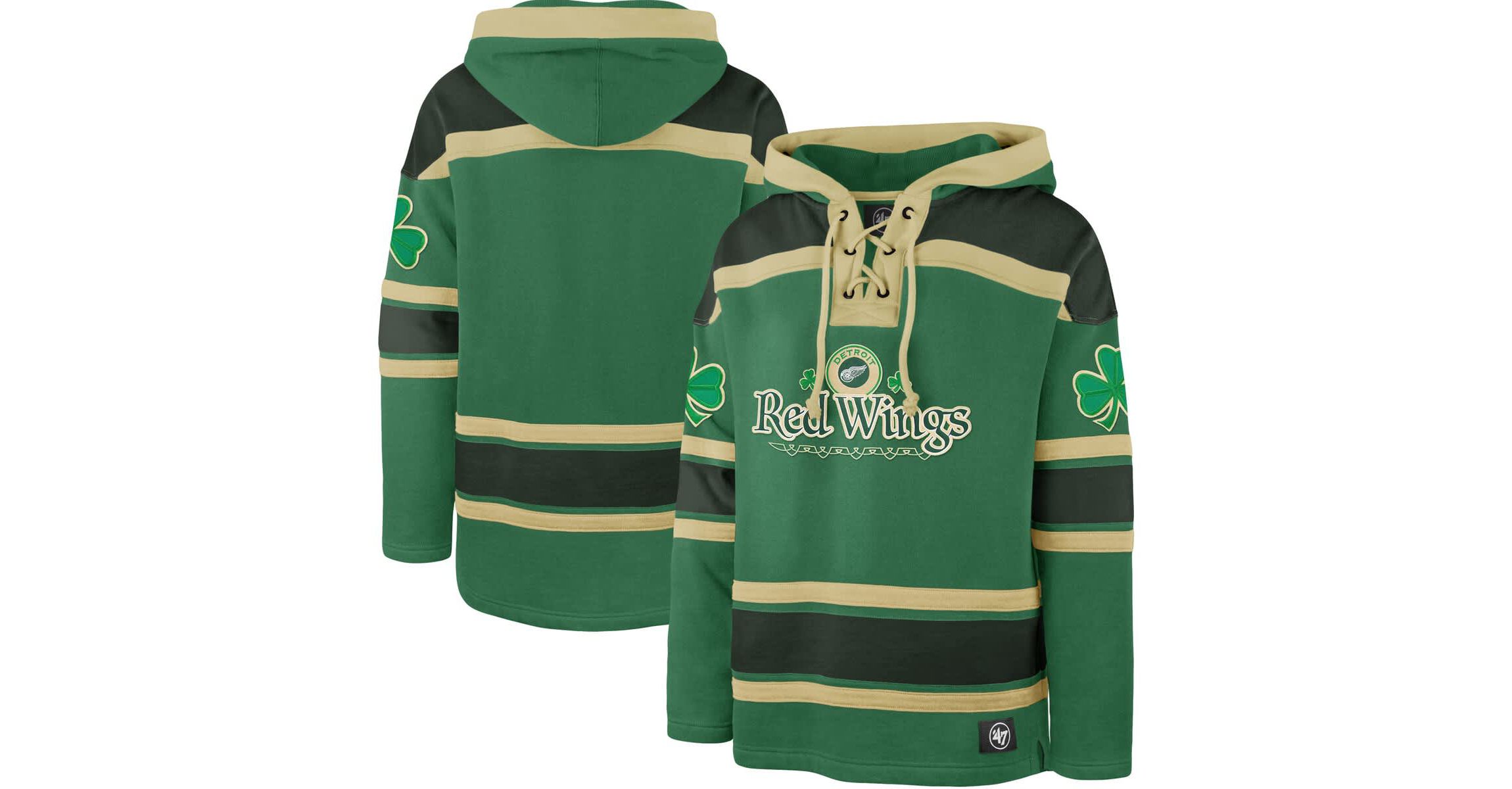 NHL Kelly Detroit Wings St. Patricks Day McLucky Superior Lacer Pullover Hoodie