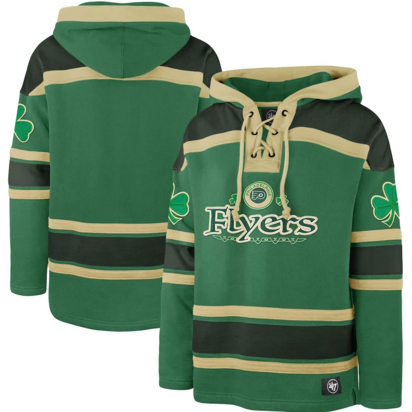 NHL Kelly Philadelphia Flyers St. Patricks Day McLucky Superior Lacer Pullover Hoodie