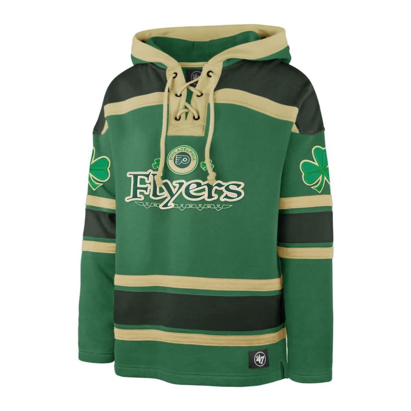 NHL Kelly Philadelphia Flyers St. Patricks Day McLucky Superior Lacer Pullover Hoodie