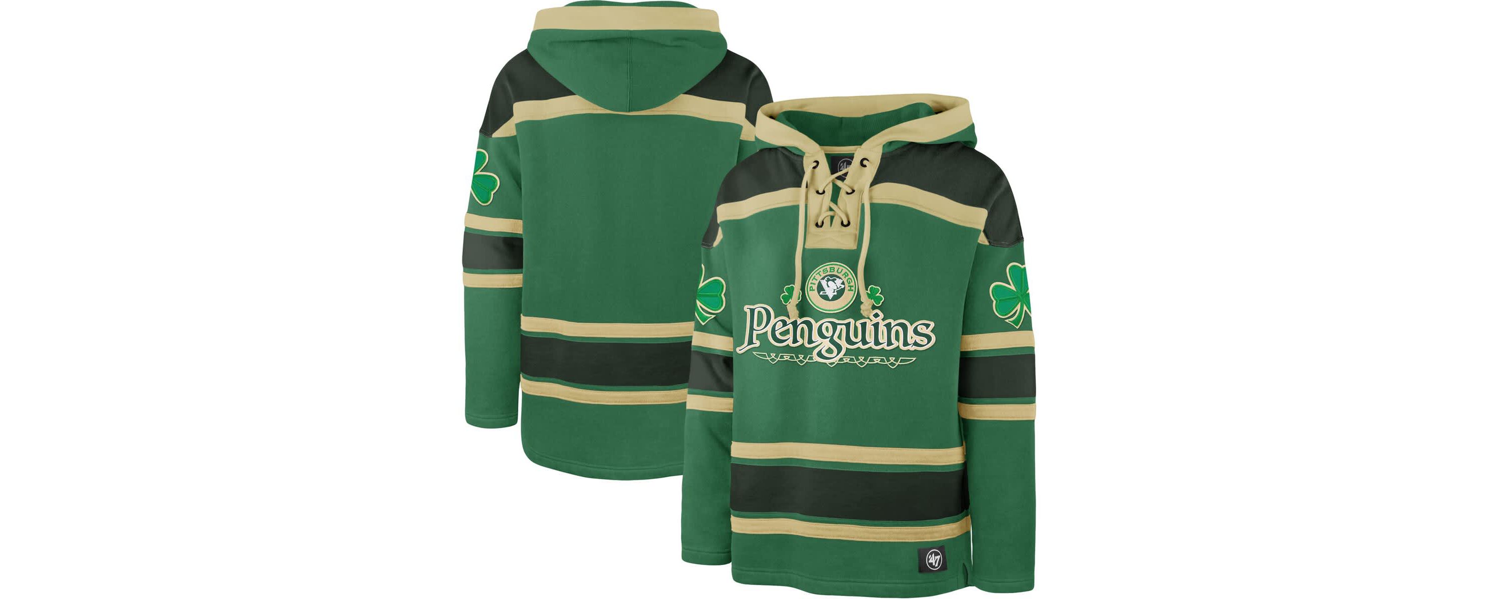 NHL Kelly Pittsburgh Penguins St. Patricks Day McLucky Superior Lacer Pullover Hoodie