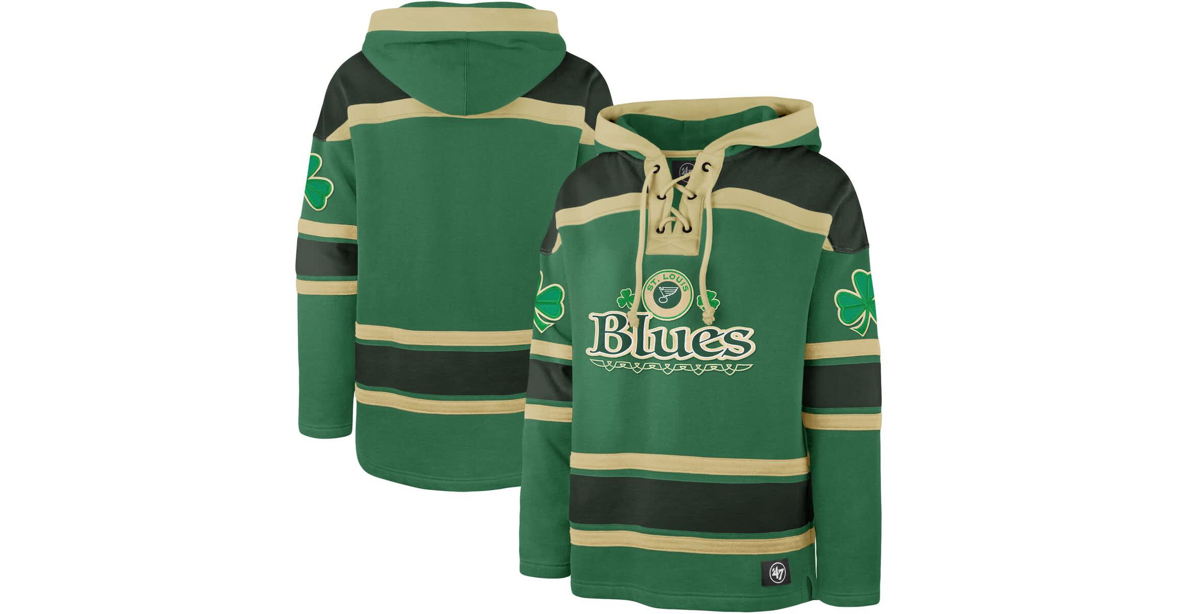NHL Kelly St. Louis Blues St. Patricks Day McLucky Superior Lacer Pullover Hoodie