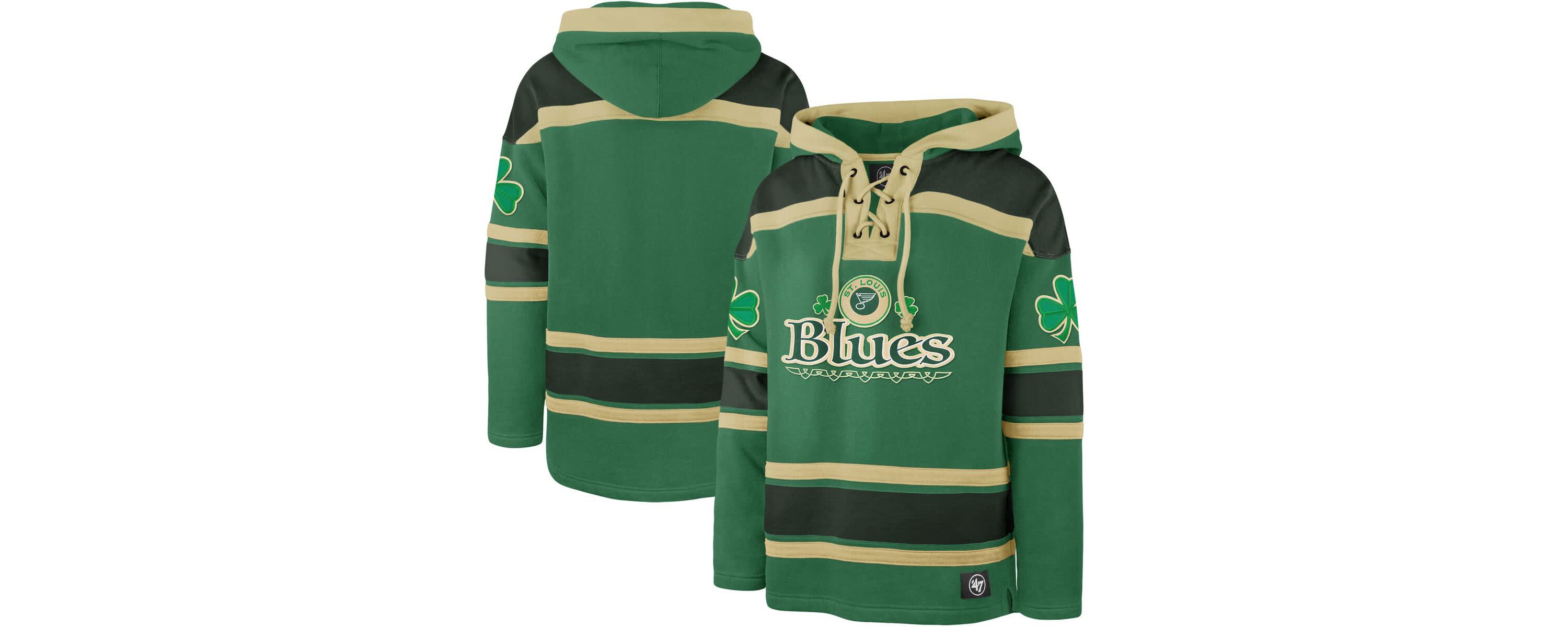 NHL Kelly St. Louis Blues St. Patricks Day McLucky Superior Lacer Pullover Hoodie