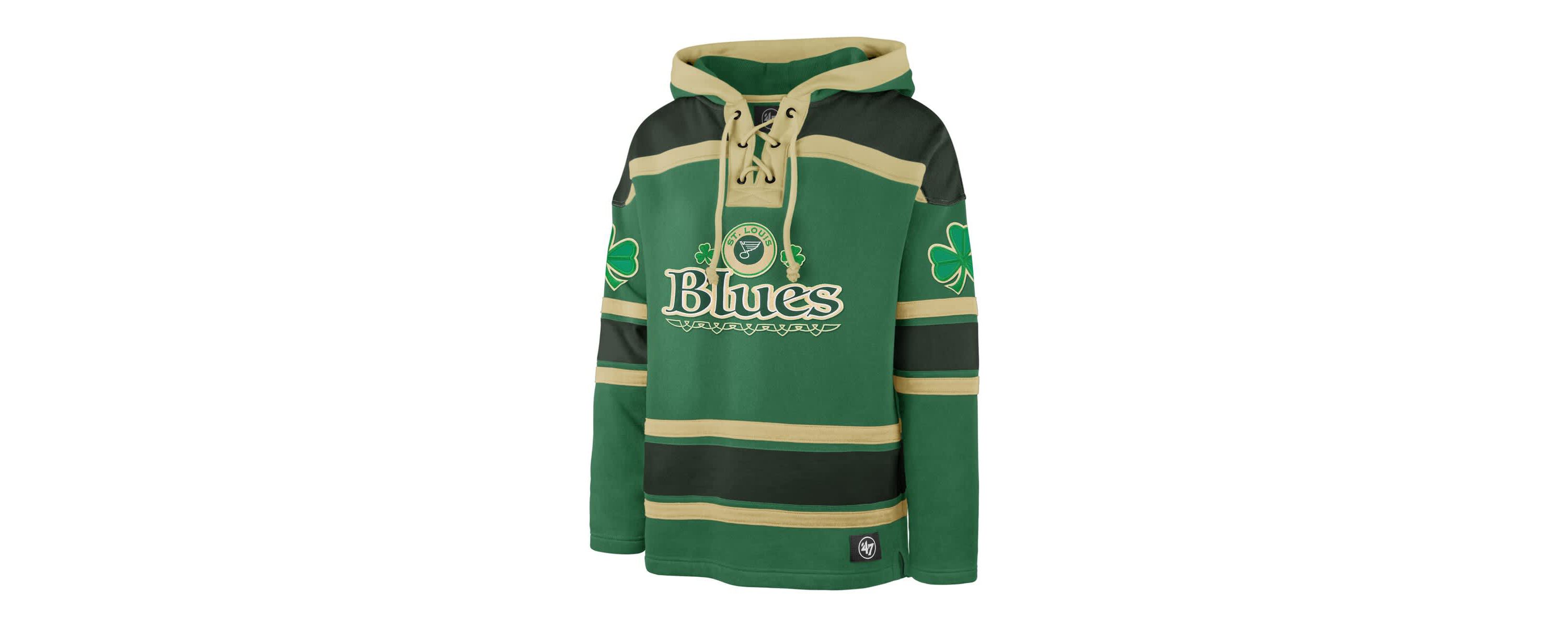 NHL Kelly St. Louis Blues St. Patricks Day McLucky Superior Lacer Pullover Hoodie