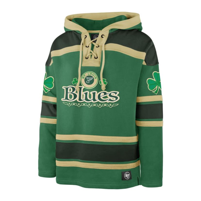 NHL Kelly St. Louis Blues St. Patricks Day McLucky Superior Lacer Pullover Hoodie