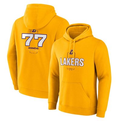 Men's NBA Fanatics Luka DonÄiÄ Los Angeles Lakers Icon Behind The Back Name & Number Pullover Hoodie, Gold, Large