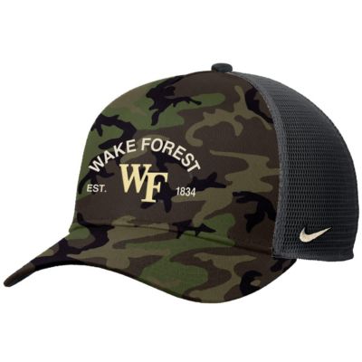 Men's NCAA Nike Wake Forest Demon Deacons 2025 Military Appreciation Rise Adjustable Trucker Hat