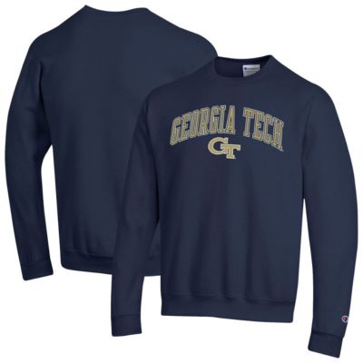 Champion Men's Georgia Tech Yellow Jackets NCAA Georgia Tech Jackets Arch Over Logo Pullover Sweatshirt, Navy Blue, Small