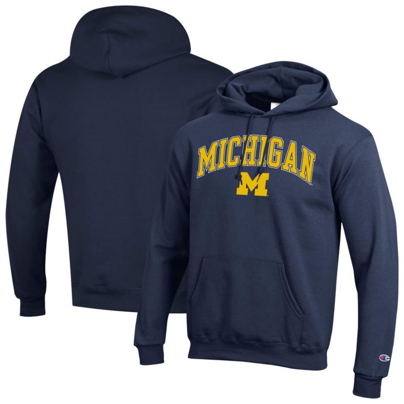 NCAA Michigan Wolverines Arched Logo Fleece Pullover Hoodie