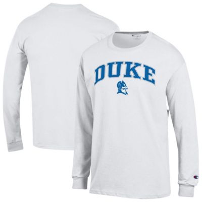 Champion Men's Duke Blue Devils NCAA Duke Devils Arch Over Logo Long Sleeve T-Shirt, White, XL