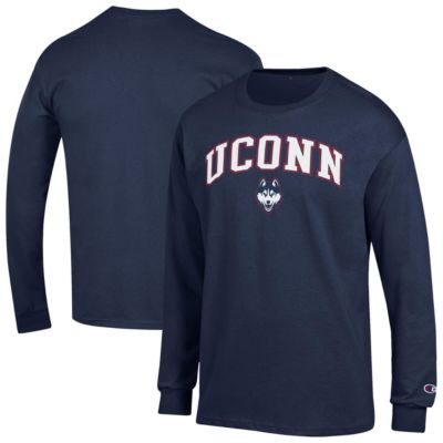 Champion Men's Connecticut Huskies NCAA UConn Huskies Arch Over Logo Long Sleeve T-Shirt, Navy Blue, XL