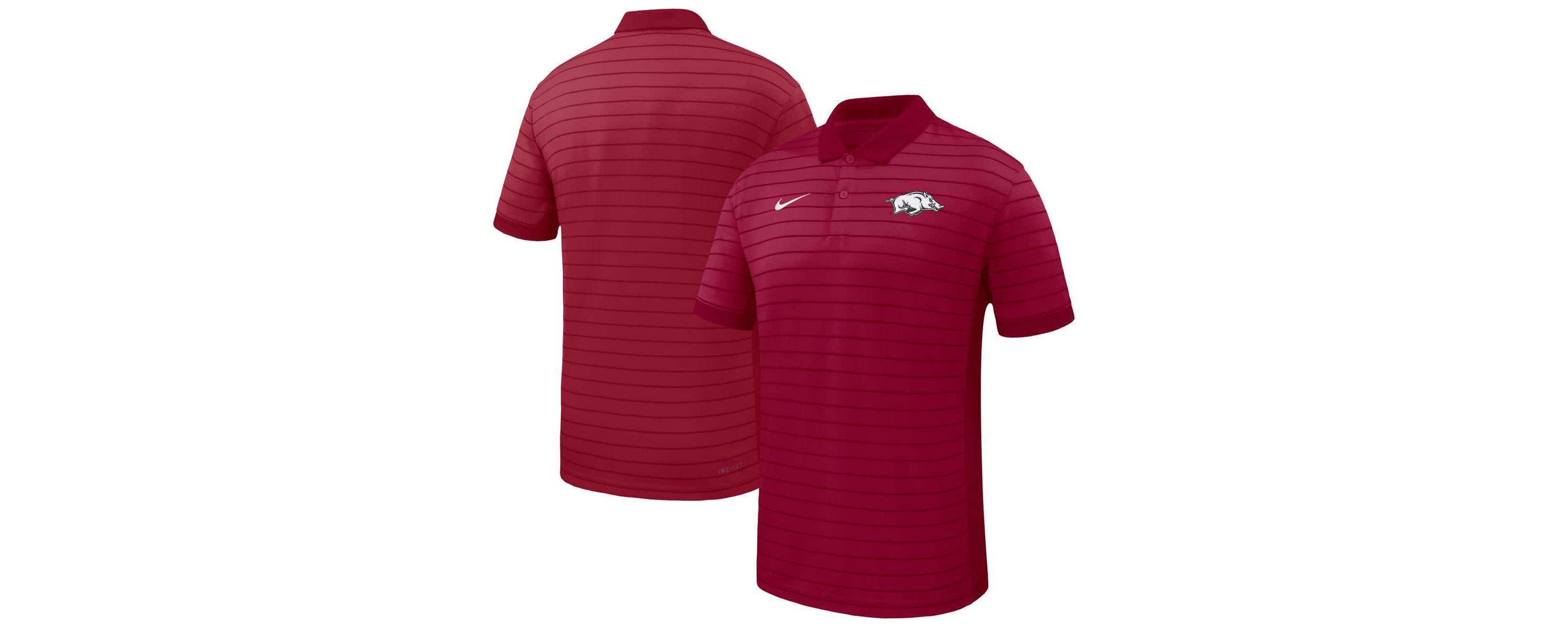 NCAA Nike Arkansas Razorbacks 2025 Early Season Coaches Sideline Victory Stripe Performance Polo