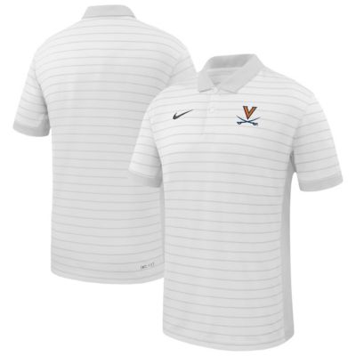 Men's NCAA Nike Virginia Cavaliers 2025 Early Season Coaches Sideline Victory Stripe Performance Polo, White, XL