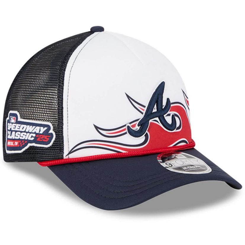 MLB White/Navy Atlanta Braves 2025 MLB Speedway Classic Fashion Pack A-Frame 9FORTY Adjustable Hat