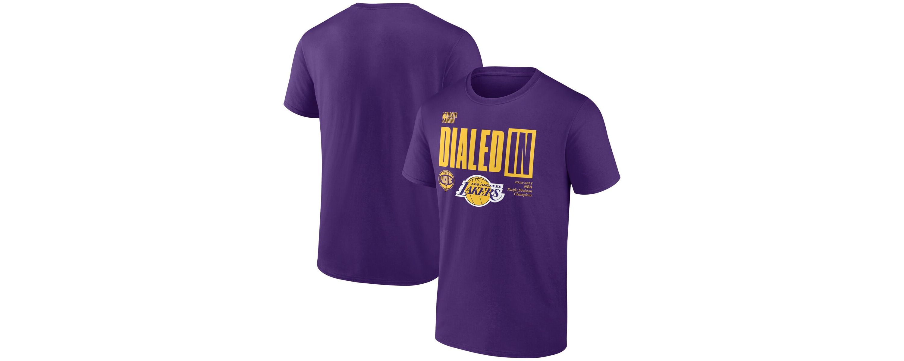 NBA Fanatics Los Angeles Lakers 2025 Pacific Division s Locker Room T-Shirt