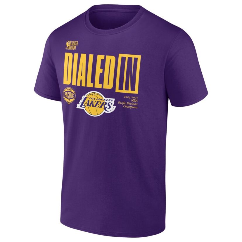 NBA Fanatics Los Angeles Lakers 2025 Pacific Division s Locker Room T-Shirt