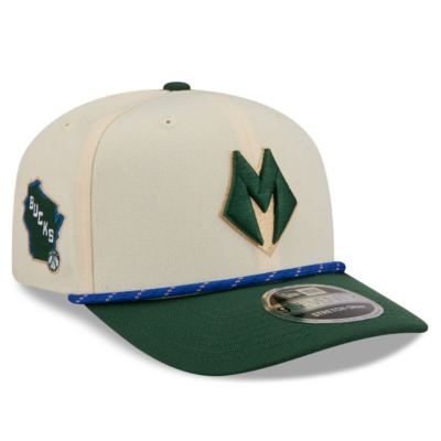 New Era Men's NBA Cream/Hunter Milwaukee Bucks 2025/26 City Edition 9SEVENTY Adjustable Hat