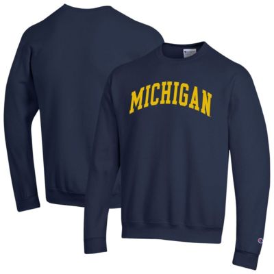Champion Men's NCAA Michigan Wolverines Basic Arch Fleece Pullover Sweatshirt, Navy Blue, 2XL