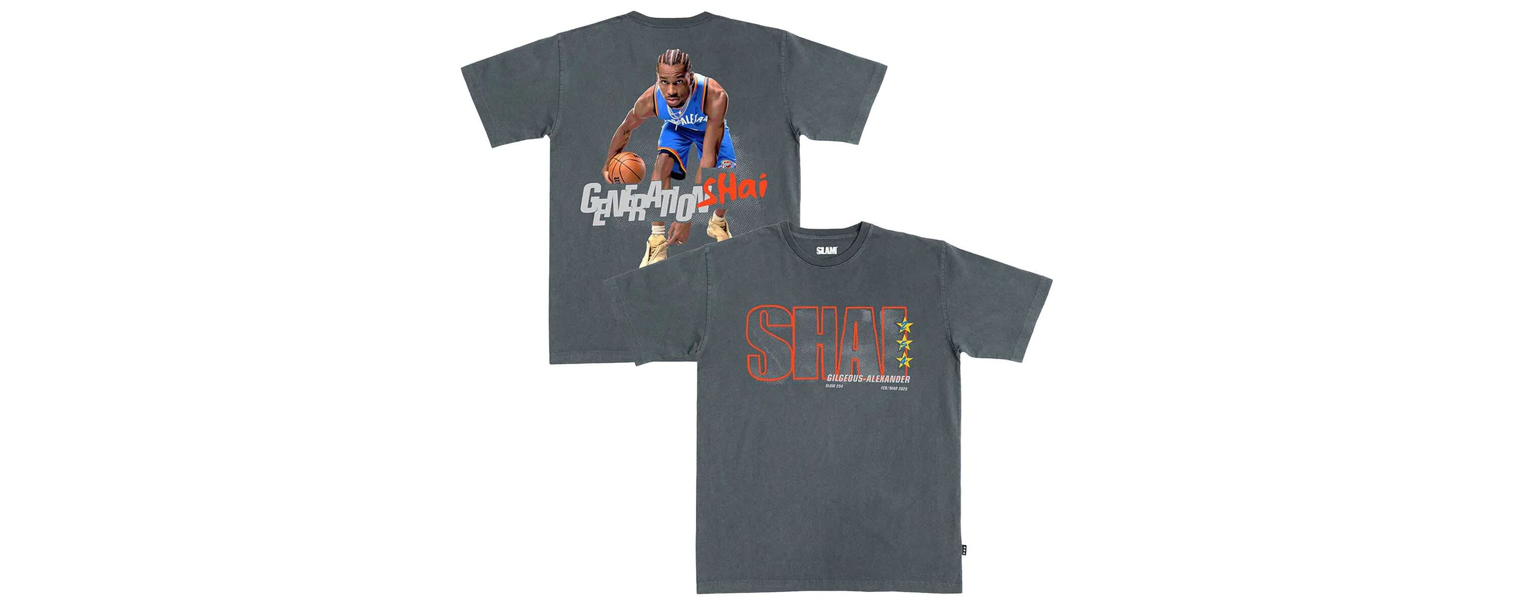 NBA Unisex SLAM Shai Gilgeous-Alexander Oklahoma City Thunder February/March 2025 Cover Graphic Remix T-Shirt