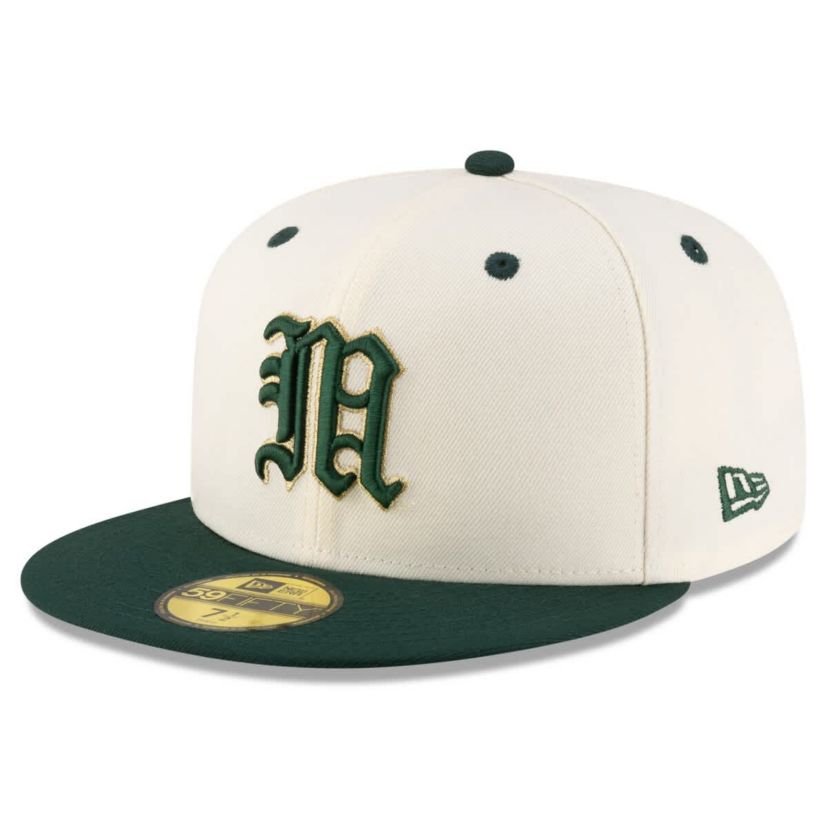 Miami (FL) Hurricanes NCAA Cream/Green Miami Hurricanes On-Field 59FIFTY Fitted Hat