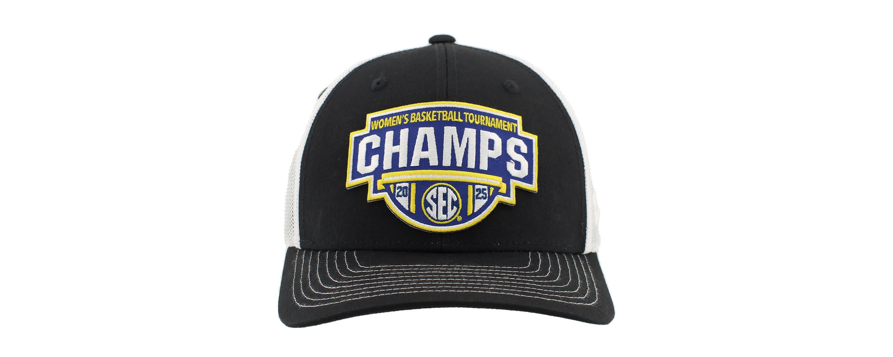 NCAA Unisex Black/White South Carolina Gamecocks 2025 SEC Basketball Conference Tournament s Locker Room Trucker Adjustable Hat