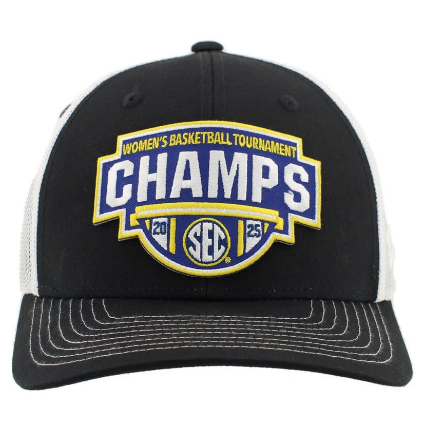 NCAA Unisex Black/White South Carolina Gamecocks 2025 SEC Basketball Conference Tournament s Locker Room Trucker Adjustable Hat