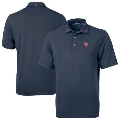 Cutter & Buck Men's St. John's Red Storm NCAA St. John's Storm Virtue Eco Pique Recycled Polo, Navy Blue, Large