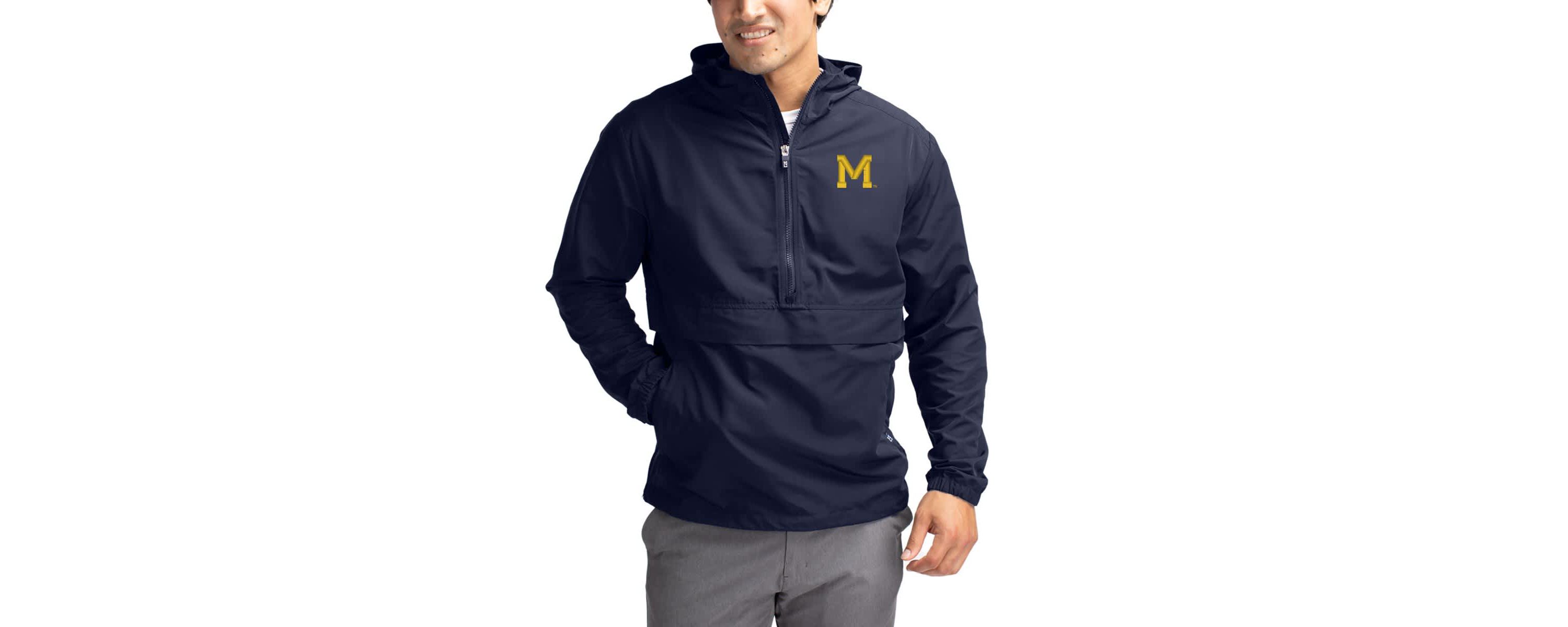 NCAA Michigan Wolverines Charter Eco Recycled Half-Zip Anorak Jacket