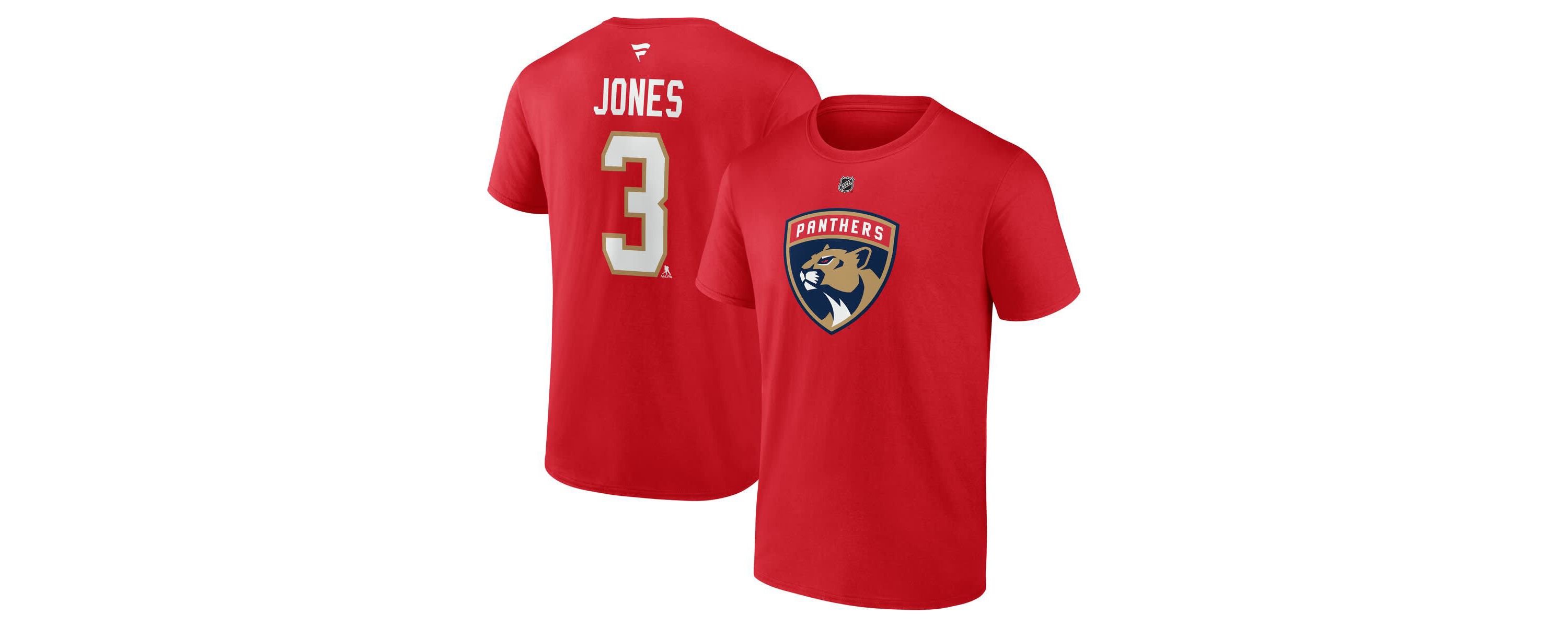 NHL Fanatics Seth Jones Florida Panthers Authentic Stack Name & Number T-Shirt