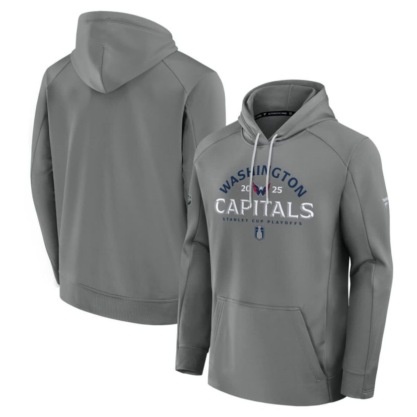 NHL Fanatics Washington Capitals 2025 Stanley Cup Playoffs Authentic Pro Rink Fly Fleece Pullover Hoodie