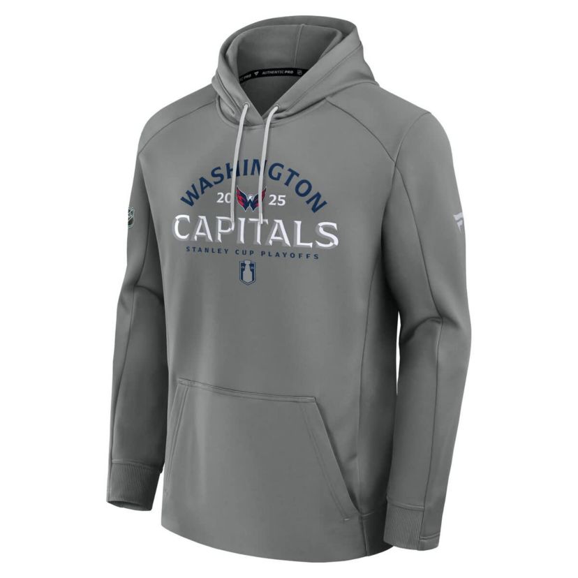NHL Fanatics Washington Capitals 2025 Stanley Cup Playoffs Authentic Pro Rink Fly Fleece Pullover Hoodie