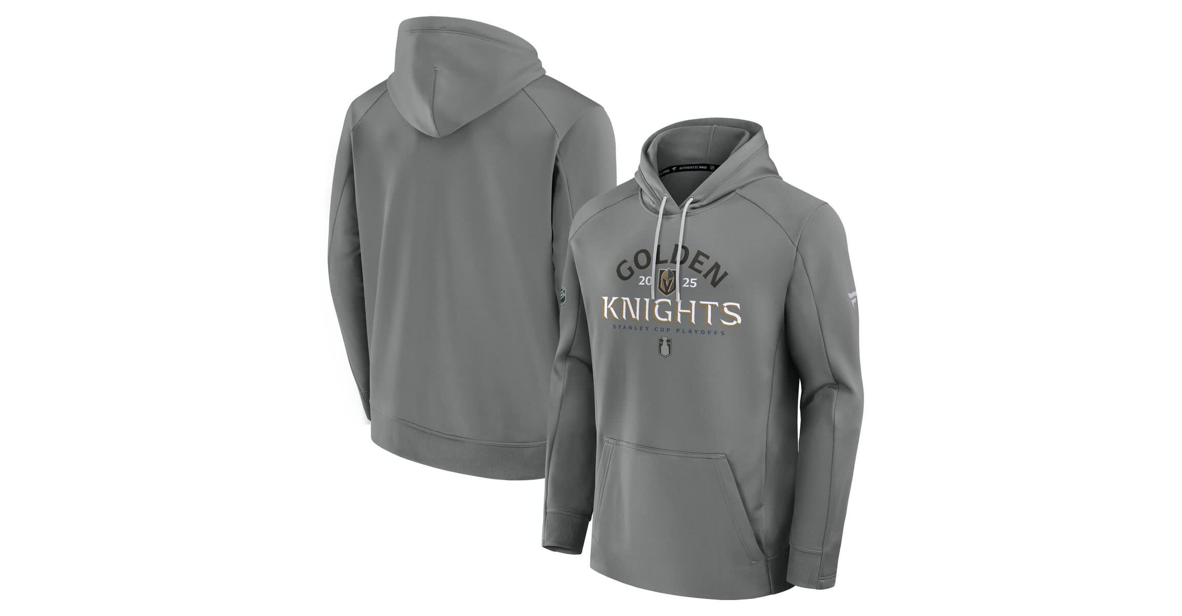 NHL Fanatics Vegas Golden Knights 2025 Stanley Cup Playoffs Authentic Pro Rink Fly Fleece Pullover Hoodie