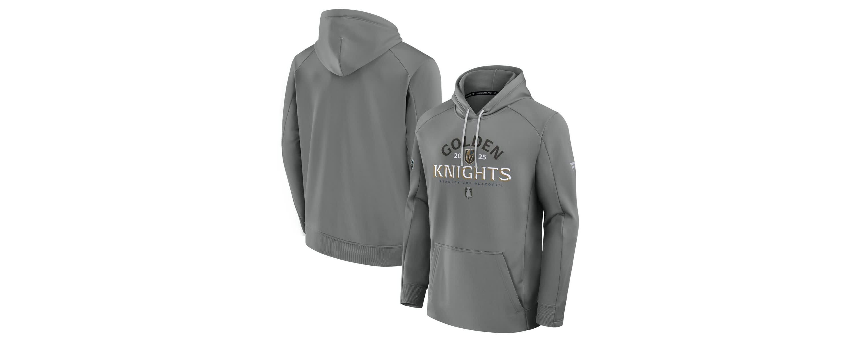 NHL Fanatics Vegas Golden Knights 2025 Stanley Cup Playoffs Authentic Pro Rink Fly Fleece Pullover Hoodie
