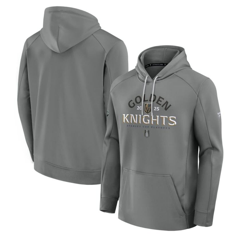 NHL Fanatics Vegas Golden Knights 2025 Stanley Cup Playoffs Authentic Pro Rink Fly Fleece Pullover Hoodie