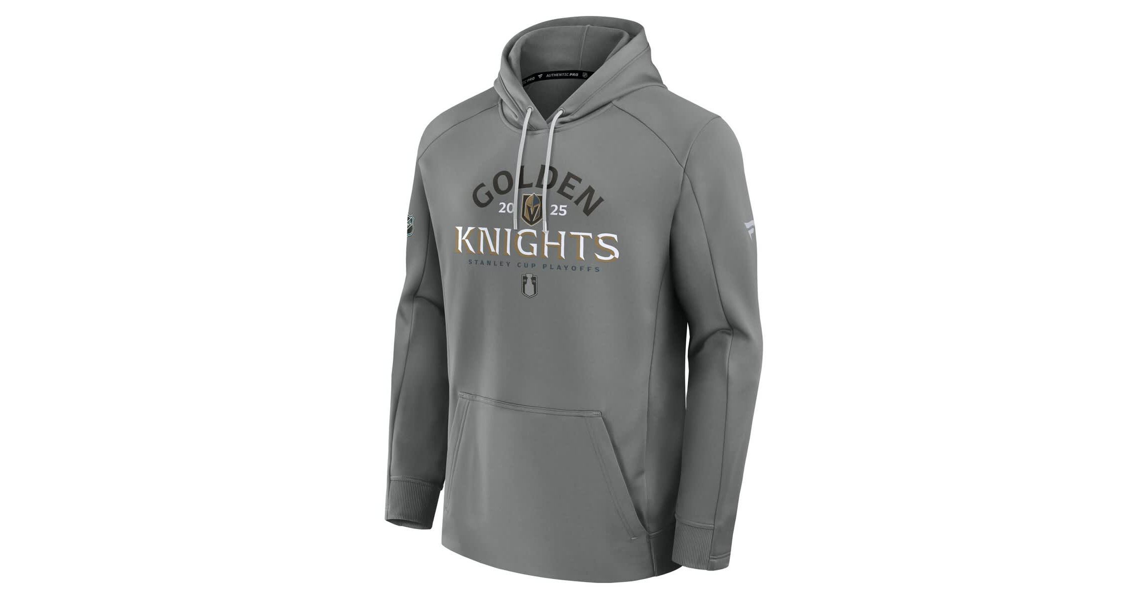NHL Fanatics Vegas Golden Knights 2025 Stanley Cup Playoffs Authentic Pro Rink Fly Fleece Pullover Hoodie