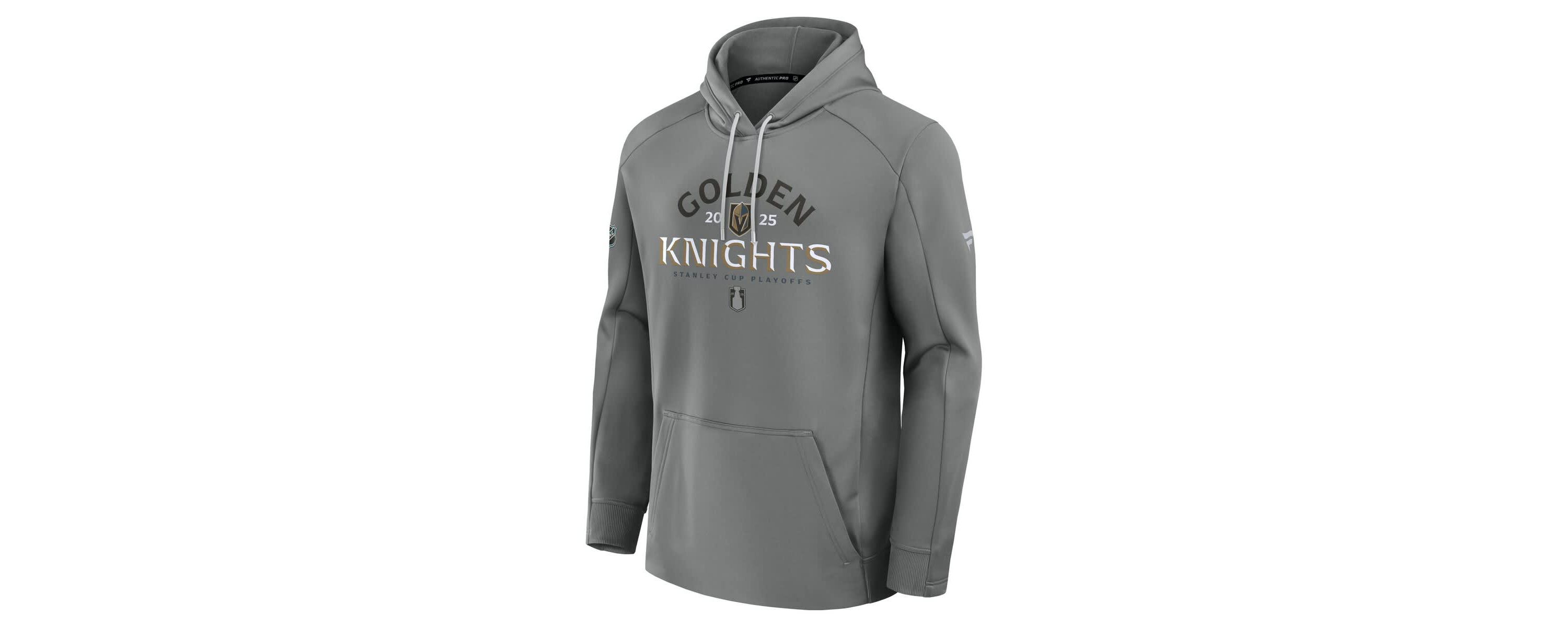 NHL Fanatics Vegas Golden Knights 2025 Stanley Cup Playoffs Authentic Pro Rink Fly Fleece Pullover Hoodie