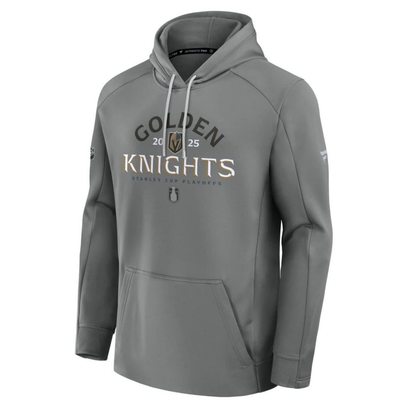 NHL Fanatics Vegas Golden Knights 2025 Stanley Cup Playoffs Authentic Pro Rink Fly Fleece Pullover Hoodie