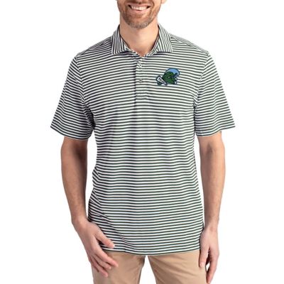Cutter & Buck Men's Tulane Green Wave NCAA Tulane Wave Virtue Eco Pique Stripe Recycled DryTec Polo