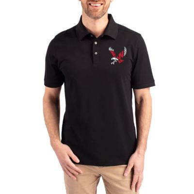 Cutter & Buck Men's NCAA Eastern Washington Eagles Advantage Eco Pique Tri-Blend Polo, Black, 3XL