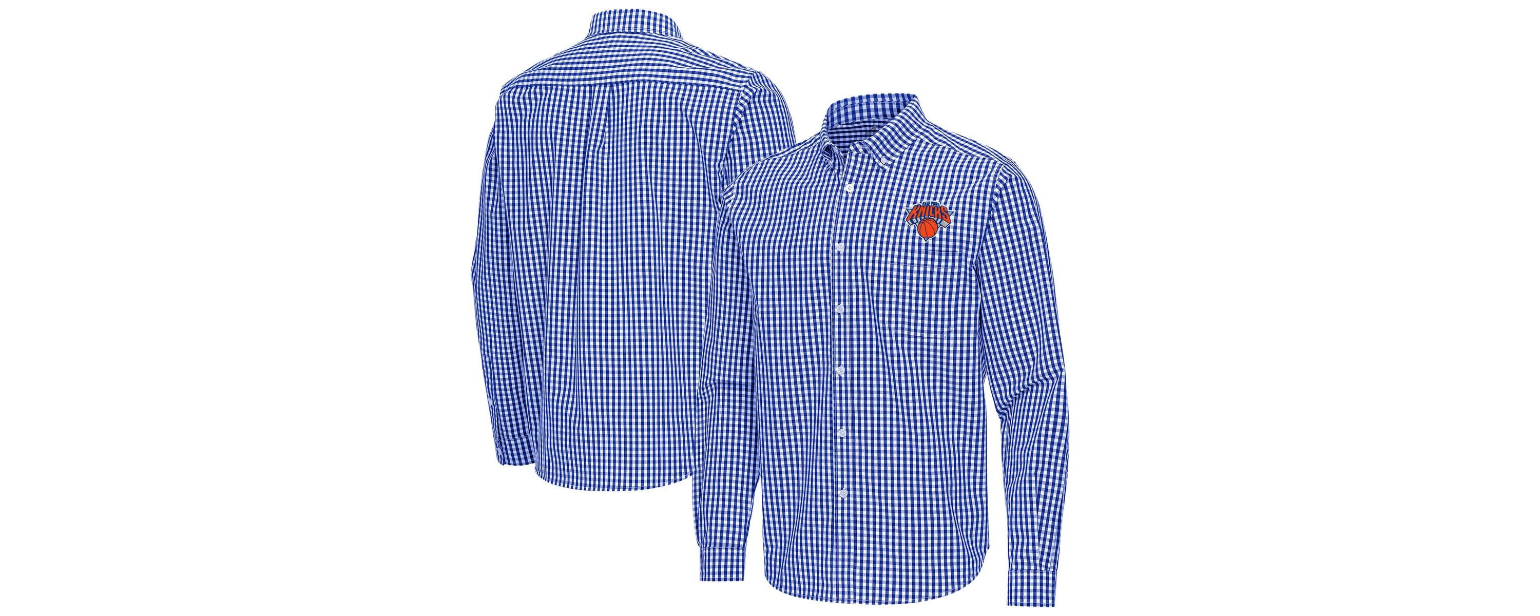 NBA New York Knicks Ellis Woven Tri-Blend Button-Down Shirt