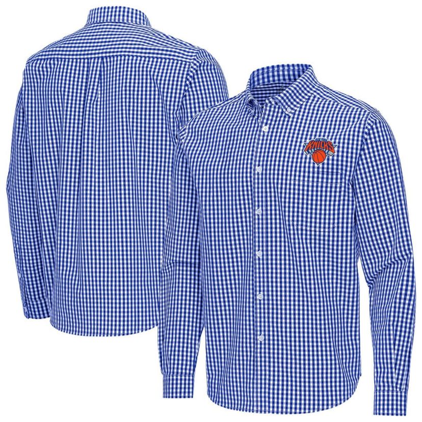 NBA New York Knicks Ellis Woven Tri-Blend Button-Down Shirt