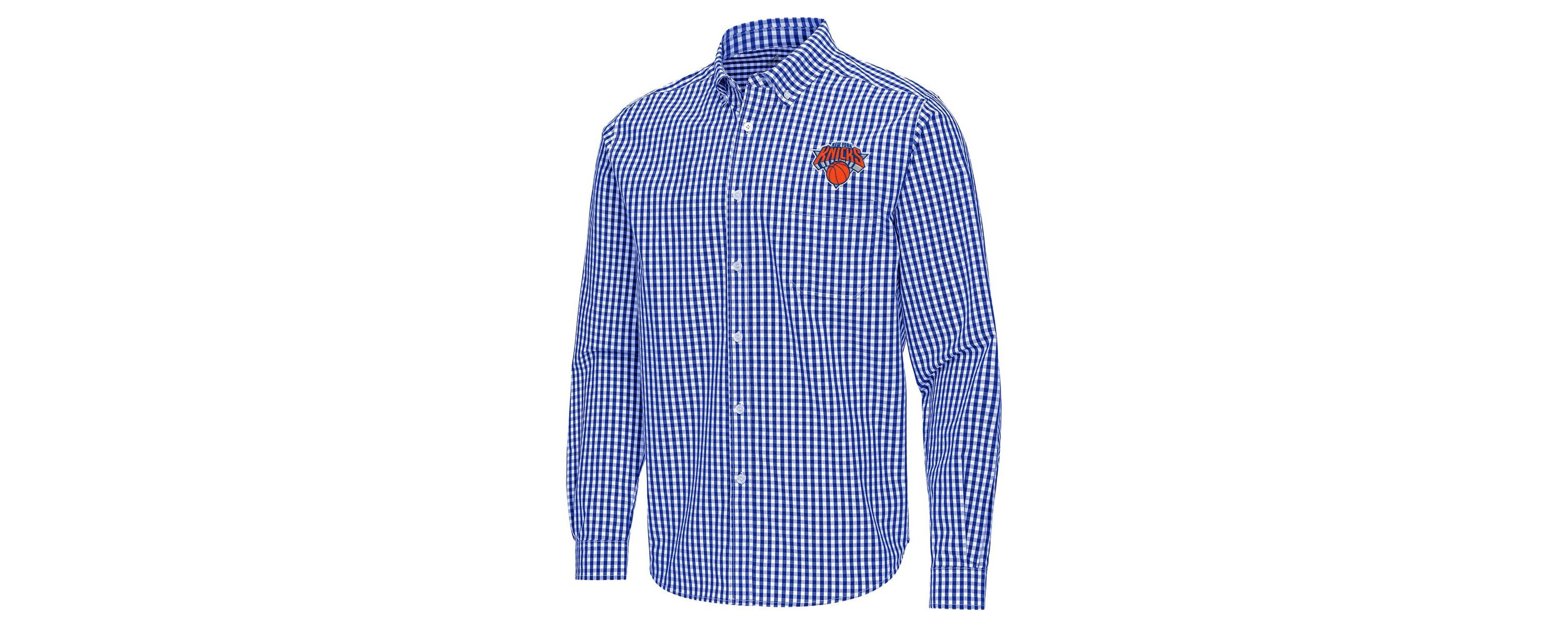 NBA New York Knicks Ellis Woven Tri-Blend Button-Down Shirt