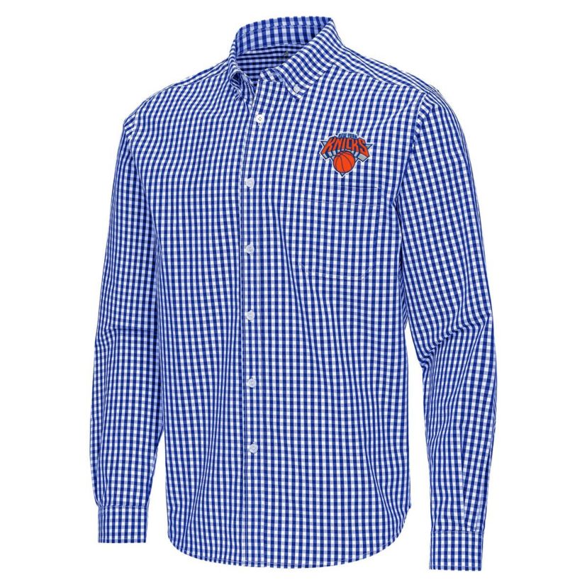NBA New York Knicks Ellis Woven Tri-Blend Button-Down Shirt