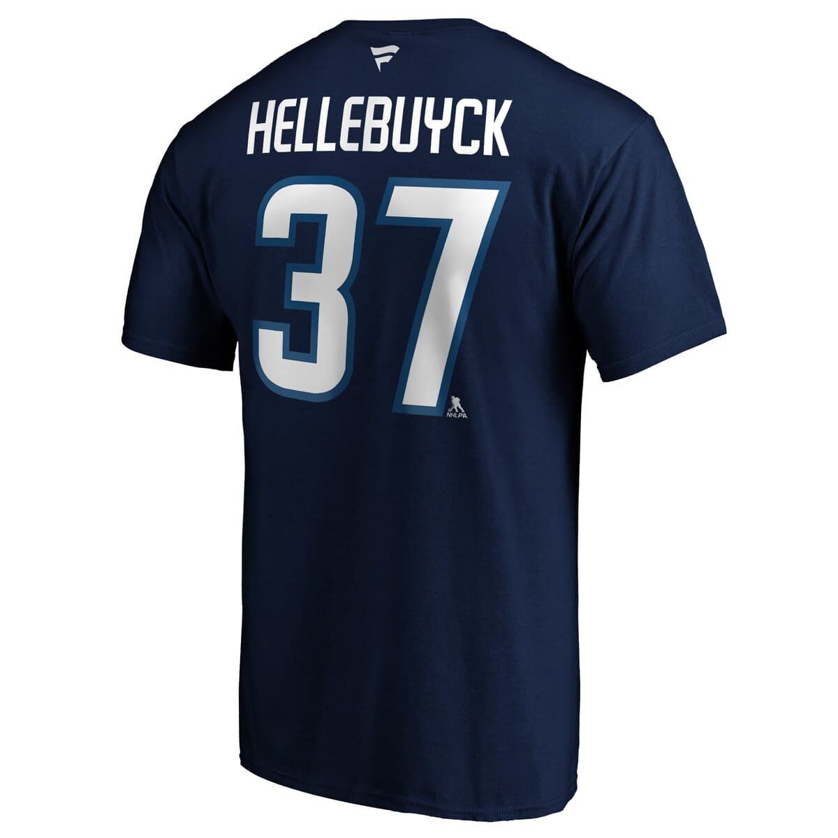 NHL Fanatics Connor Hellebuyck Winnipeg Jets Authentic Stack Name & Number T-Shirt