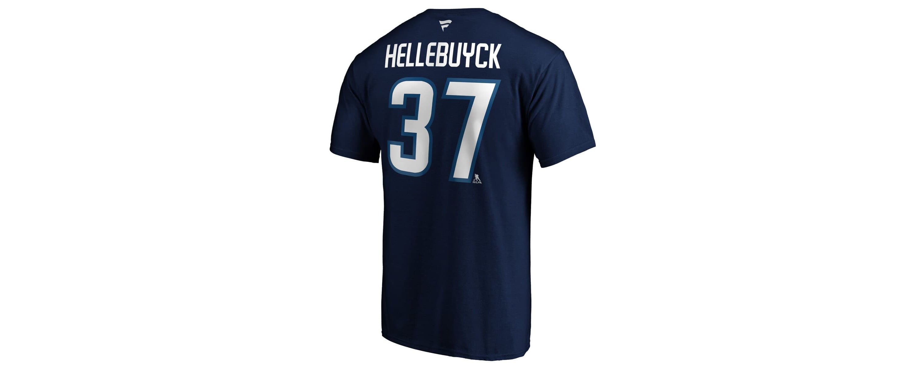 NHL Fanatics Connor Hellebuyck Winnipeg Jets Authentic Stack Name & Number T-Shirt
