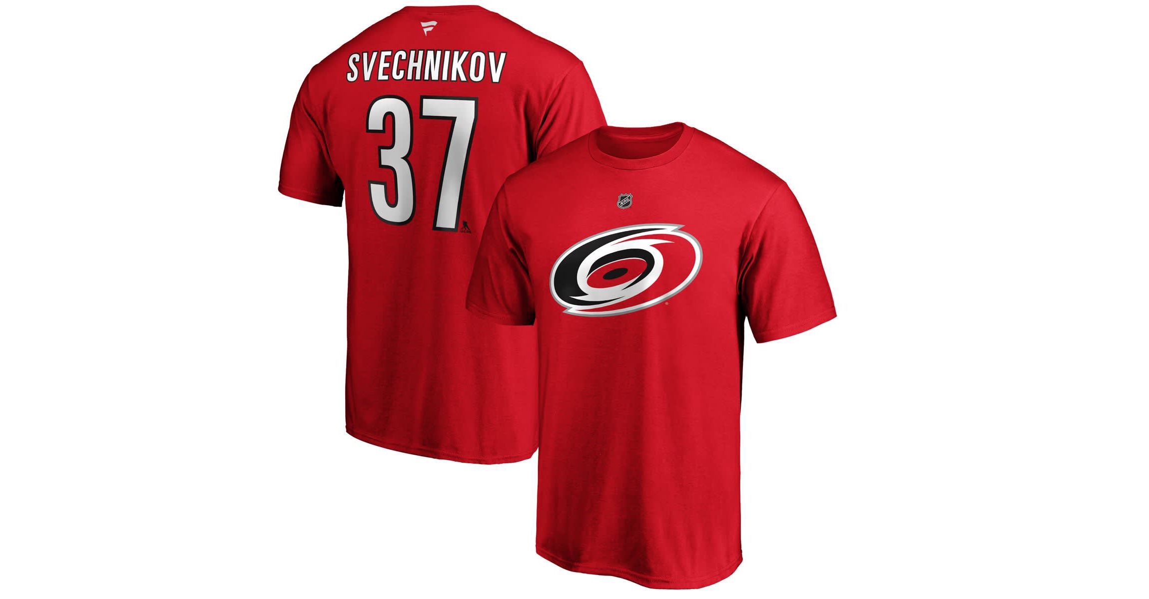 NHL Fanatics Andrei Svechnikov Carolina Hurricanes Authentic Stack Name & Number T-Shirt
