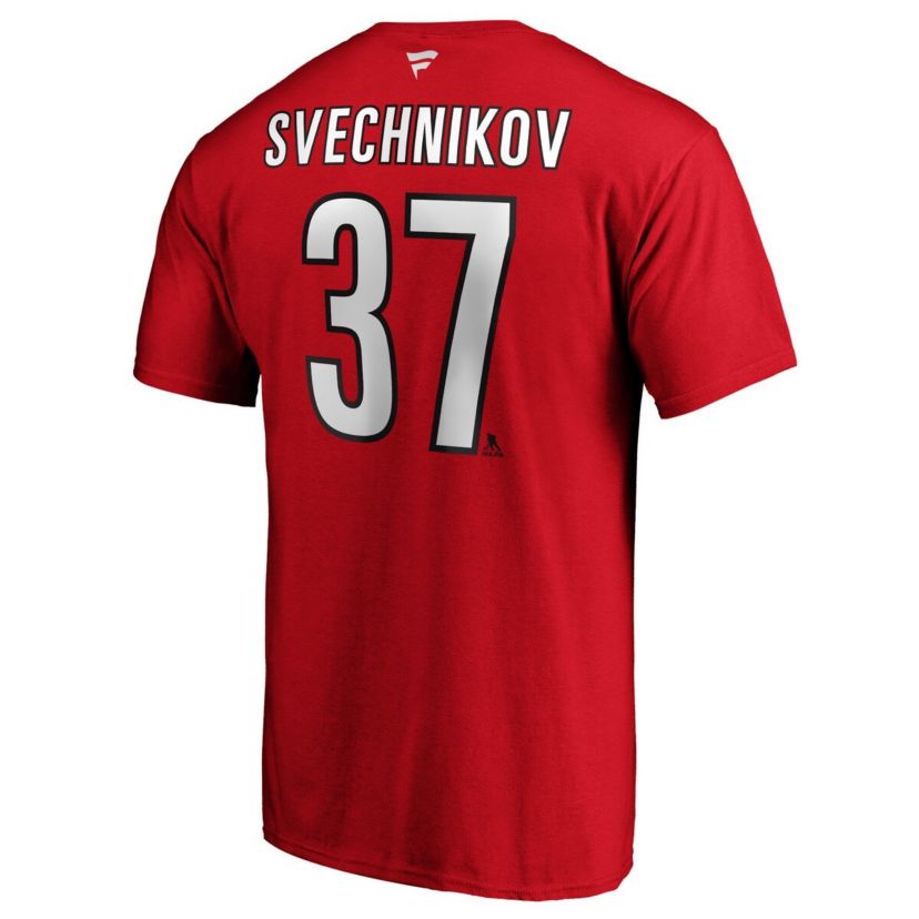 NHL Fanatics Andrei Svechnikov Carolina Hurricanes Authentic Stack Name & Number T-Shirt